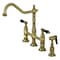 Kingston Brass KS1273PKLBS Duchess Bridge Kitchen Faucet W/Brass Sprayer, Brass KS1273PKLBS - alternate 1